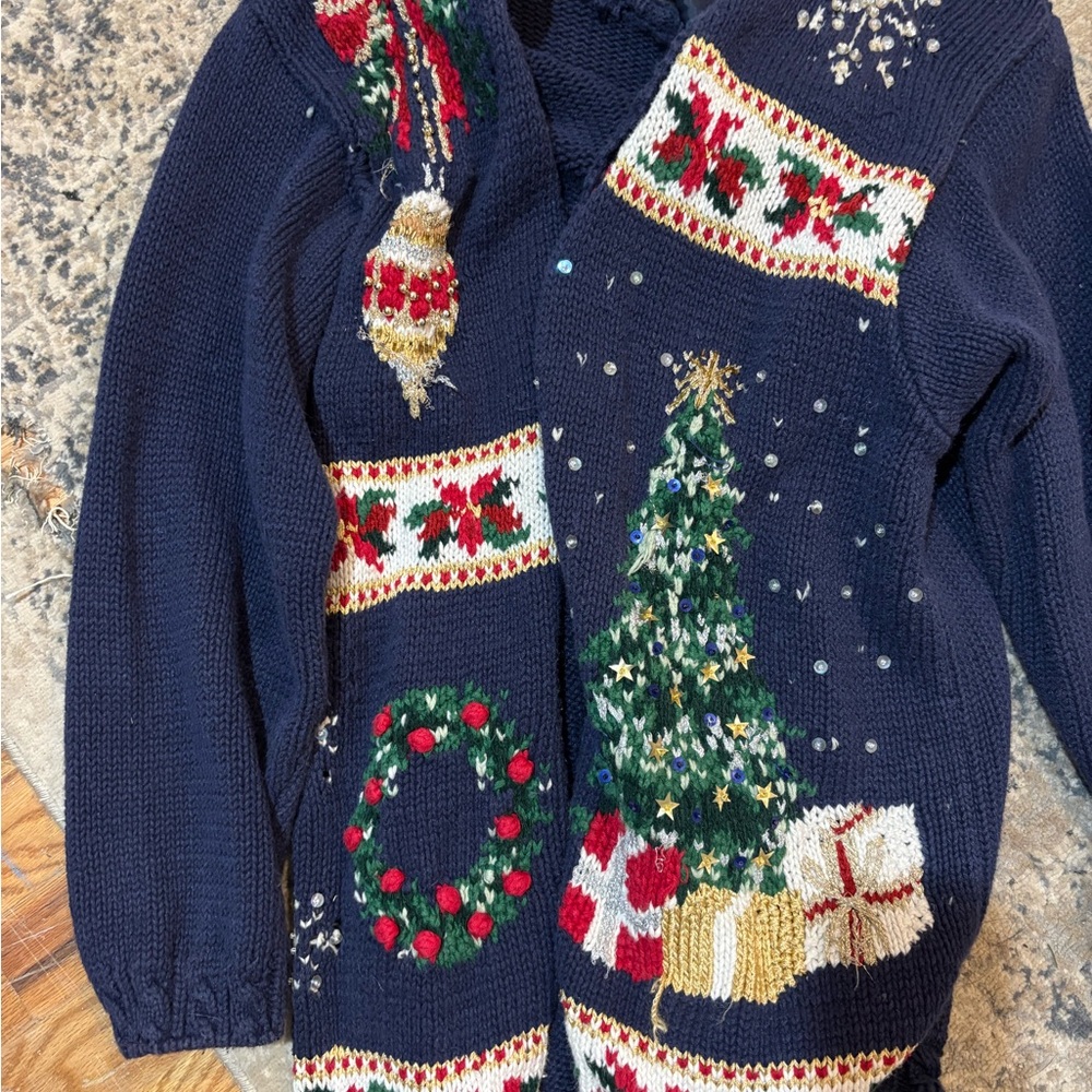 Ugly  Christmas Sweater 14-16 with flaws